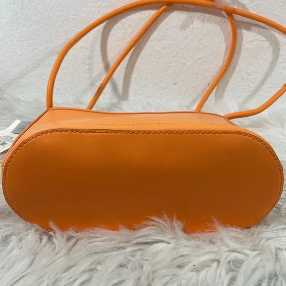 A NEW DAY Orange Basket Weave Woven Bucket Bag/Purse Shoulder Crossbody NEW - Picture 6 of 16